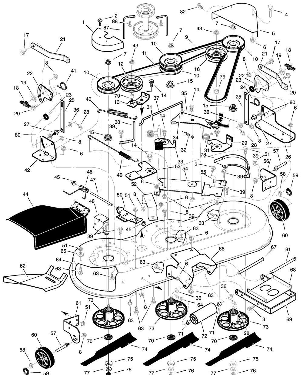 Mower Housing Diagram and Parts List for 465610X99A 2003 Briggs and Stratton Lawn Tractor